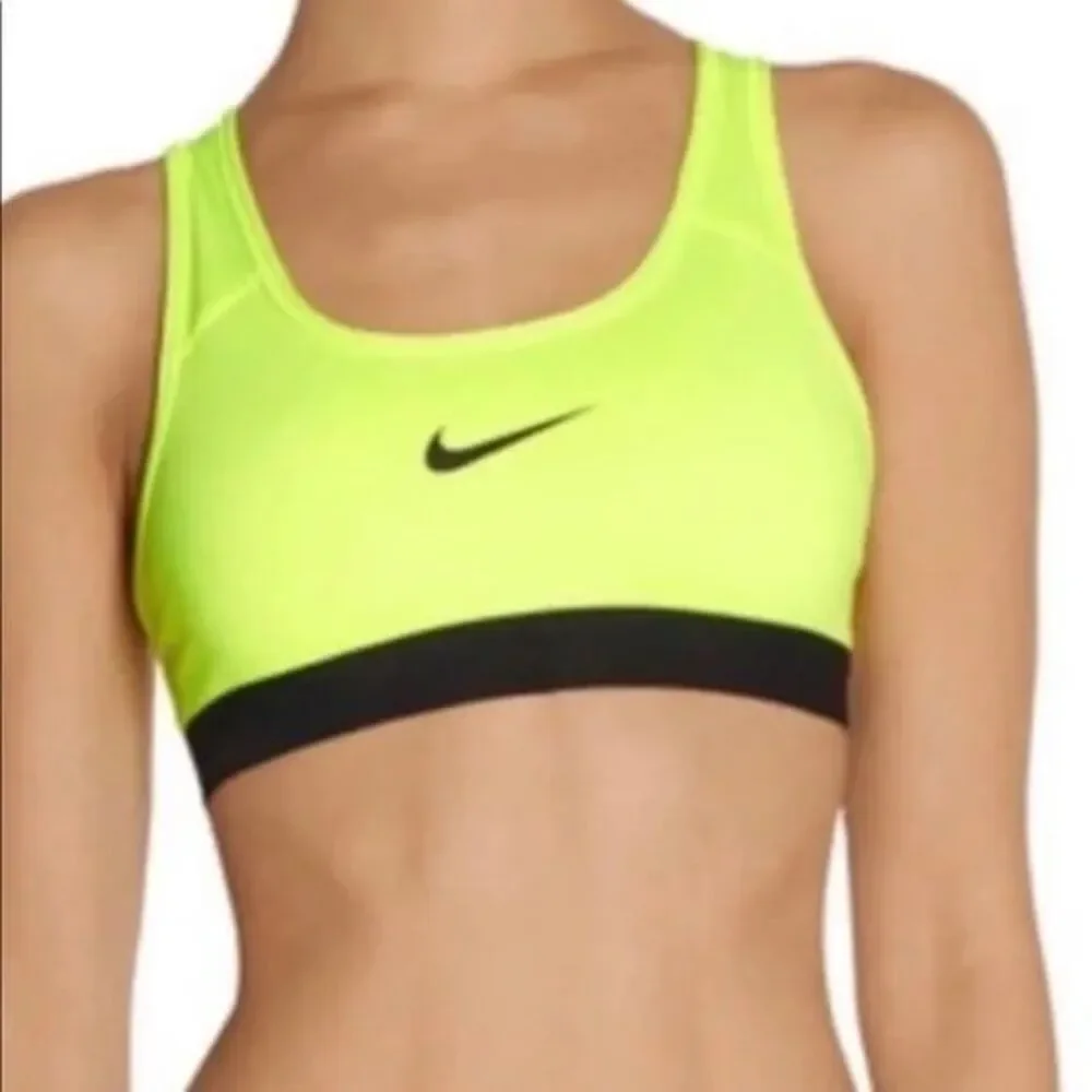 Nike Women's Performance Pro Classic Volt Dri Fit Swoosh Non Padded Sports Bra M